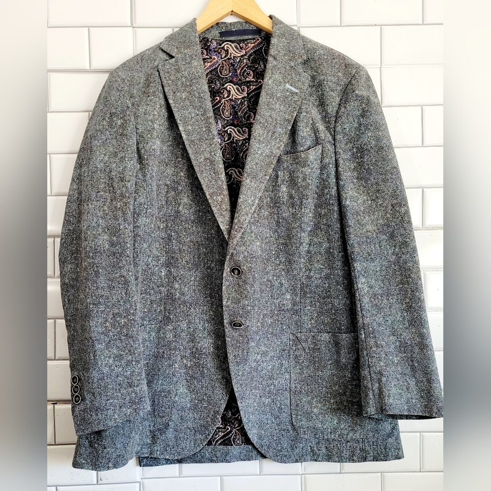 Alexander Julian Mens Sports Coat Jacket Front Patch Pocket Rear Double Vent Col